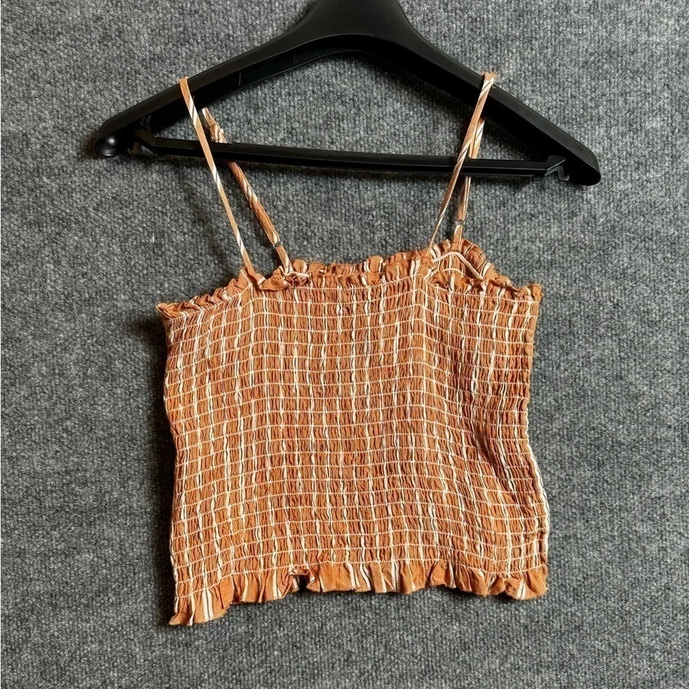 Forever 21 Burnt Orange Smocked Gingham Cropped Top - size XL (extra large) - Picture 1 of 3